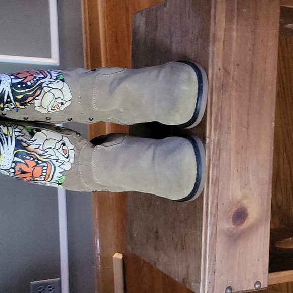 Vintage Ed Hardy Suede Tiger Boots Size 6 - Picture 4 of 11